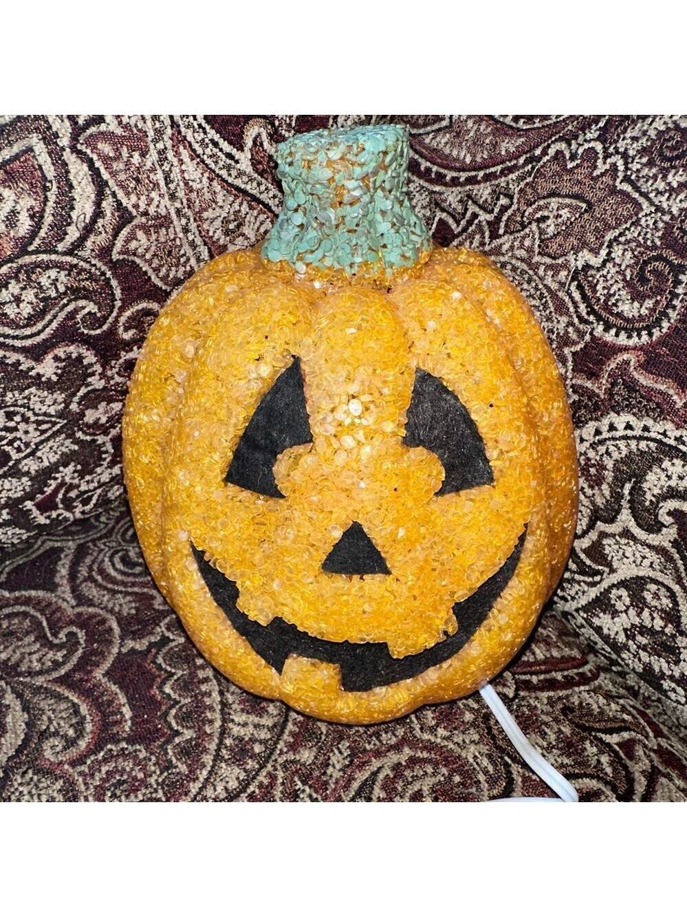 Vintage Seasons 9" Halloween Melted Plastic Popcorn Light Up Pumpkin